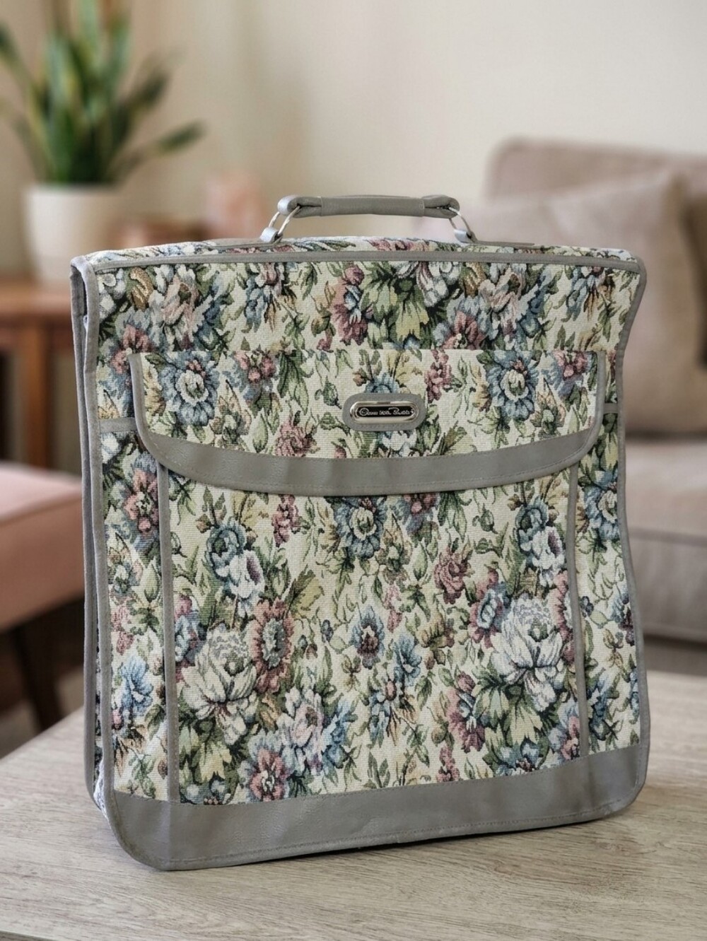 Vintage Oscar de la Renta Floral Tapestry Garment Bag